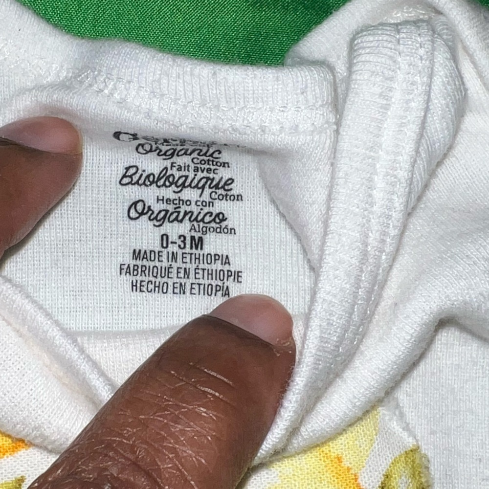 Organico White Cotton Baby Bodysuit 0-3 Months